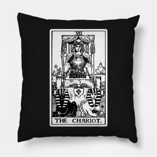 VII. The Chariot Tarot Card | Black and white Pillow