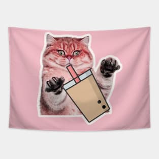 Cat boba chocolate Tapestry