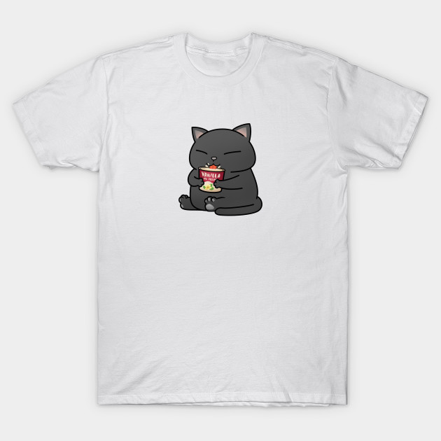 Chubby Cat Vanilla Ice Cream Black Cats T Shirt Teepublic