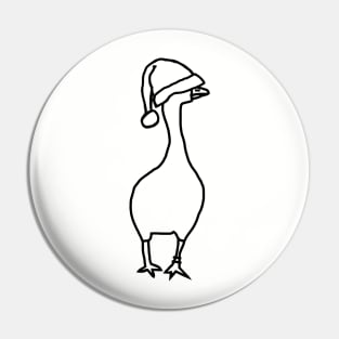 Goose Wearing Stolen Christmas Santa Hat Minimal Line Drawing Pin