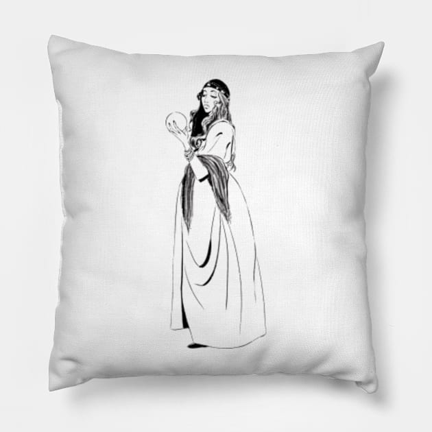 Fortune teller with a crystal ball Pillow by Vimore's Shop