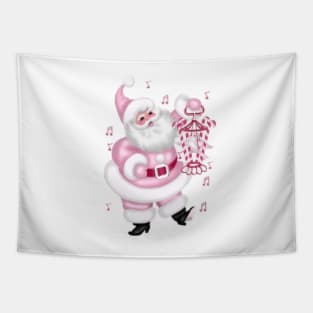 retro vintage pink santa claus Tapestry