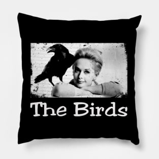 Flock of Fear Hitchcocks Birds Vintage Movie Shirt Pillow