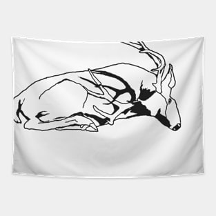 Wild mule deer sleeping Tapestry