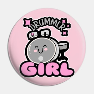 DRUMMER Girl Drum Set Gifts Pin