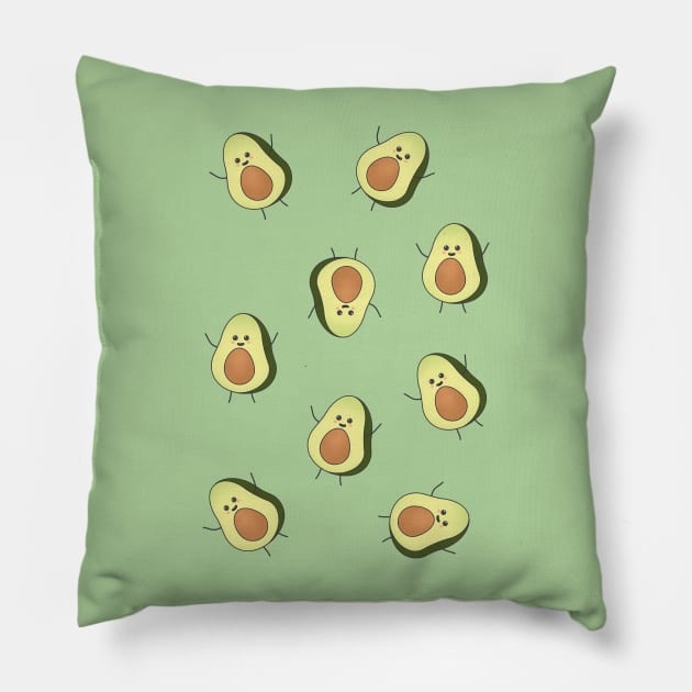 Cute avocado pattern Pillow by punderful_day