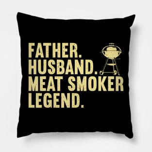 Cool Meat Smoking Art For Father Husband Bbq Meat Griller Pillow