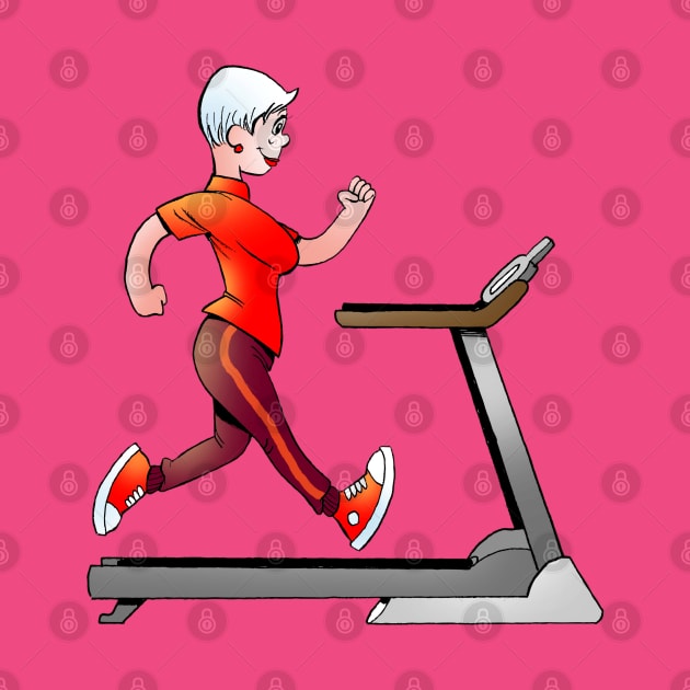Woman on a Treadmill Fitness by Comic Dzyns