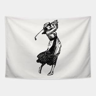 Vintage Female Golfer Tapestry