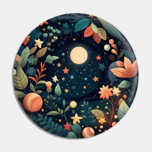 14. Celestial Bohemian Flowers Aesthetic Design Stars Moon Floral Cosmic Pattern Pin