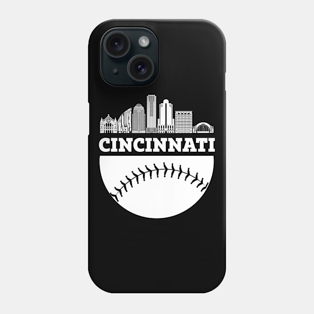 Cincinnati OH Baseball Skyline  Vintage Retro print Phone Case by Bluebird Moon