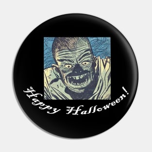 Happy Halloween green horror face Pin