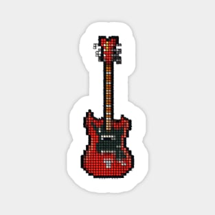 Tiled Pixel Red 8-String Bass Guitar Upright Magnet