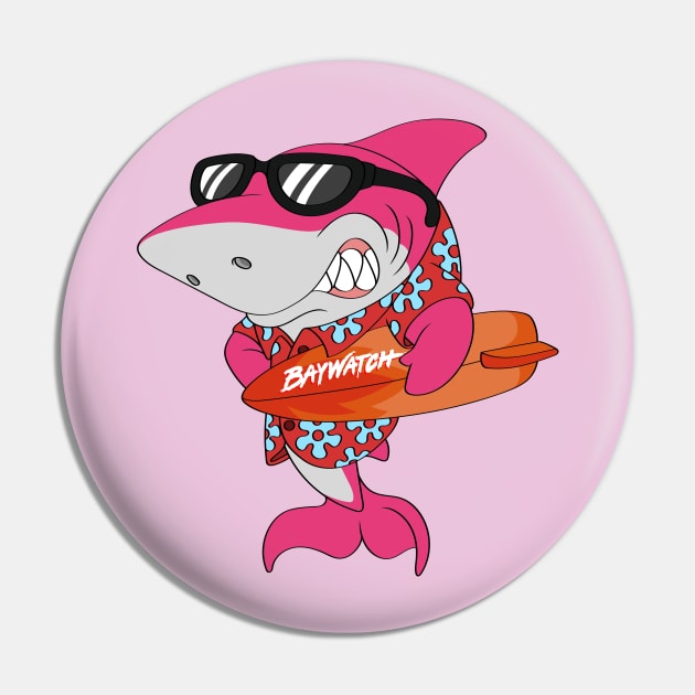 Mitch The Daddy Shark Baywatch Guard - Pink Sharky Version Pin by Celestial Crafts