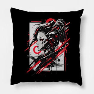 Cyberpunk Girl Sci Fi Drawing Pillow