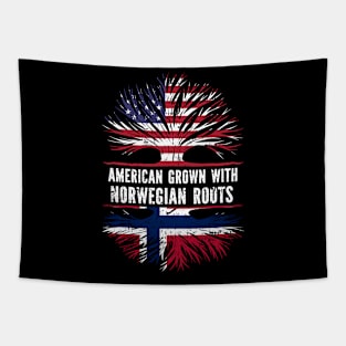 American Grown with Norwegian Roots USA Flag Tapestry