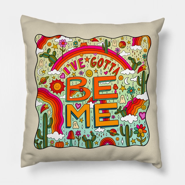 Be Me in Blue Pillow by Doodle by Meg