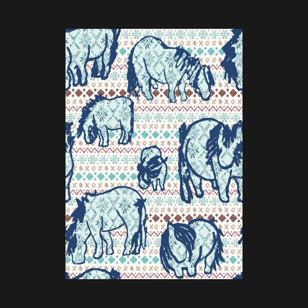 Fairisle Shetland Ponies - Blue by Juliewdesigns