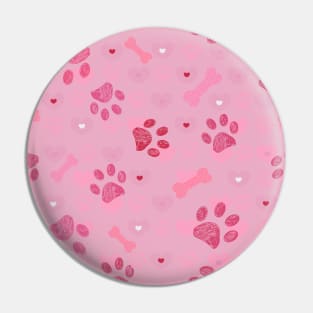 Pink paw prints pattern with bones Pin