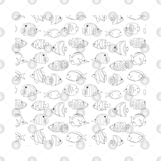 Tropical Fish Black On White by Sandra Hutter Designs