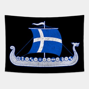 Finnish Viking Ship Scandinavian Suomi Finland Flag Tapestry