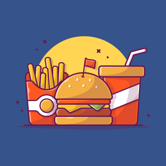 Burger, French fries And Soft Drink Cartoon by Catalyst Labs