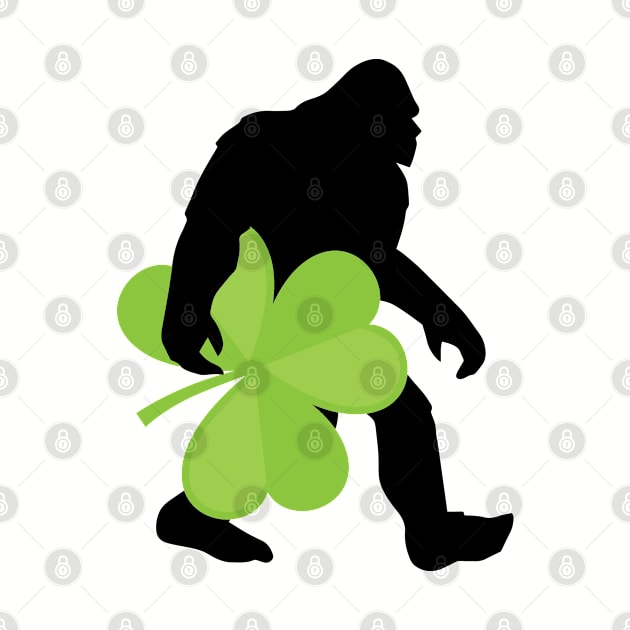 St Patricks Day - Irish Bigfoot Carrying A Shamrock by Kudostees