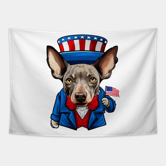 Funny 4th of July Hairless Terrier Dog Tapestry by whyitsme