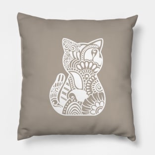 Cat zentangle Black and White Pillow