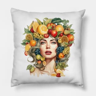 Facial Flora Fusion: A  Portrait of Nature's Abundance and Beauty Pillow