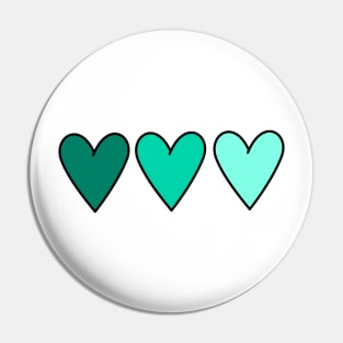 Beautiful teal blue ombre hearts Pin