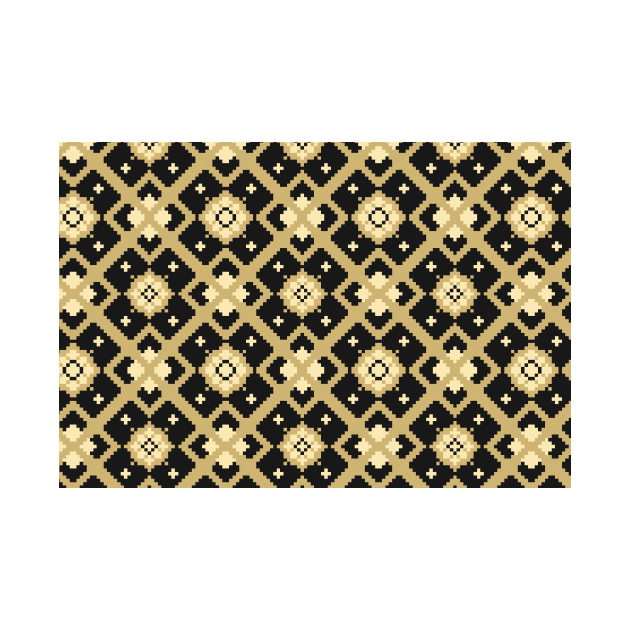 Black and Gold Pixel Pattern Large by BiscuitSnack