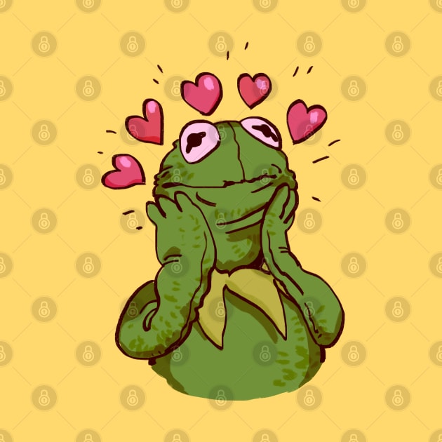 kermit the frog with lots of love and hearts / the muppets puppet by mudwizard