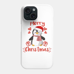 Merry Christmas Cute Baby Penguin Red and White Phone Case
