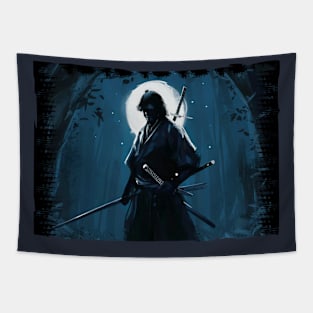 Samurai in the dark night Tapestry