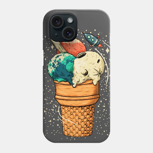 Space Ice Cream - Triple Scoop Cone Planet, Vanilla Moon, Pappermint Mint Chocolate Chip Earth, Melon, Cantaloupe, Muskmelon Saturn Phone Case by anycolordesigns