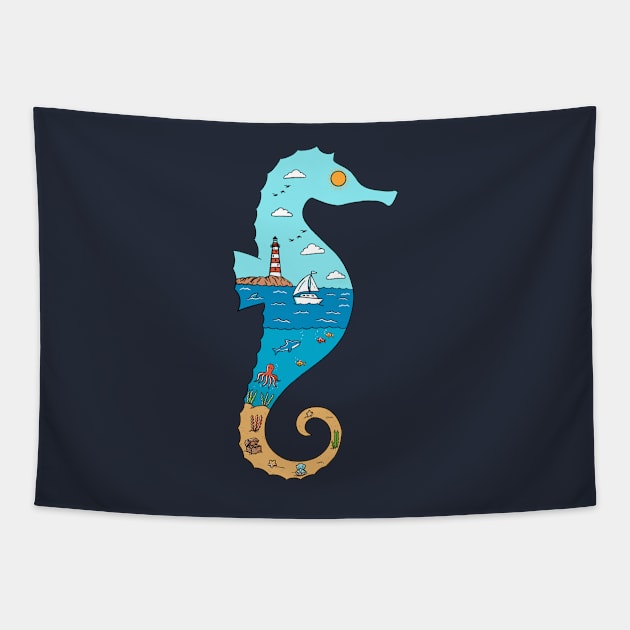 Seahorse Nature Tapestry by coffeeman