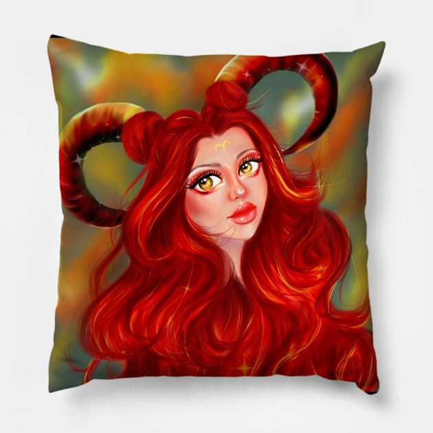 Aries Babe Pillow by MichDeLuna