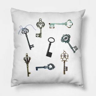 Vintage Keys Steampunk Theme Pillow