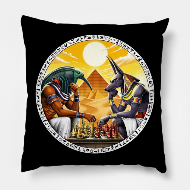 Egyptian Mythology Gods Anubis Thoth Pillow by underheaven