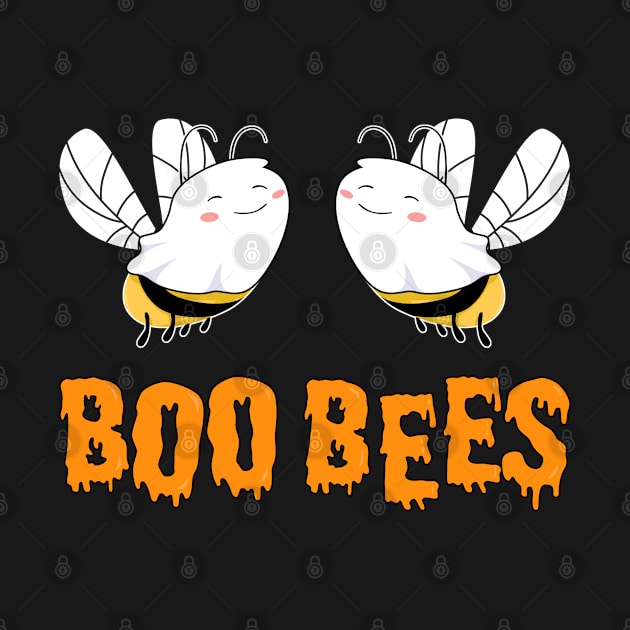 Boo Bees Cute Ghost Bee Her Funny Halloween Matching Couple T-Shirt by Acroxth