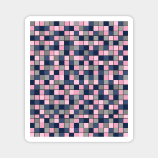 Grey, Blue and Pink Grid Magnet