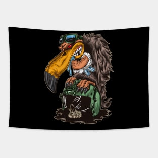 Skull Soldier Pilot Army Vulture Honor Dog Tag Tapestry