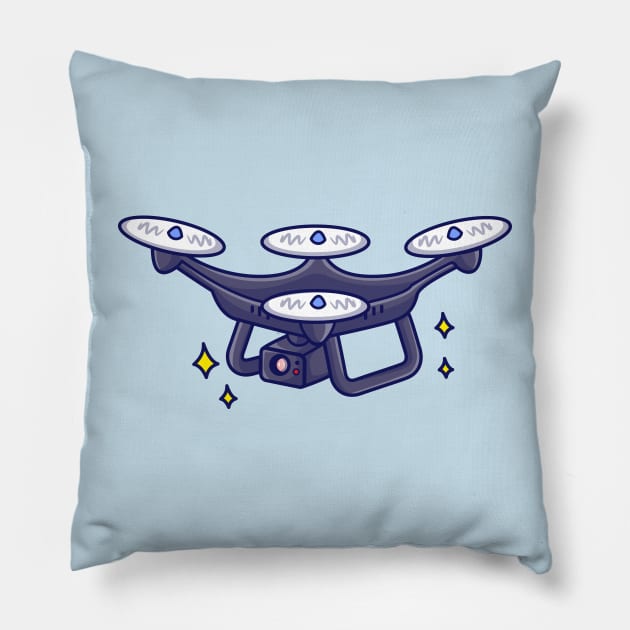 Flying Drone Camera Cartoon Pillow by Catalyst Labs