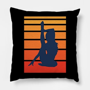 Retro Yoga Silhouette Pillow