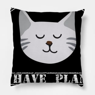 Sorry, I cant I have plans with my cat fun slogan Pillow