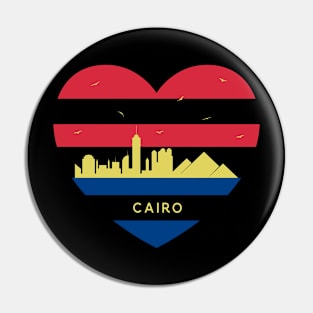 Egypt Skyline cityscape Heart Shape Birds Flying Cairo Pin