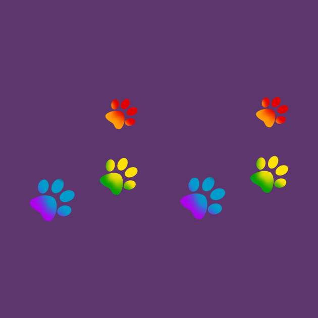 Rainbow Paw Prints by bittentoast