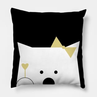 Peek-a-Boo Bear with Heart and Gold Bow Pillow