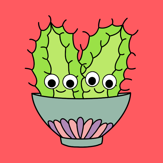 Cute Cactus Design #245: Prickly Pear Cacti In Dainty Bowl by DreamCactus